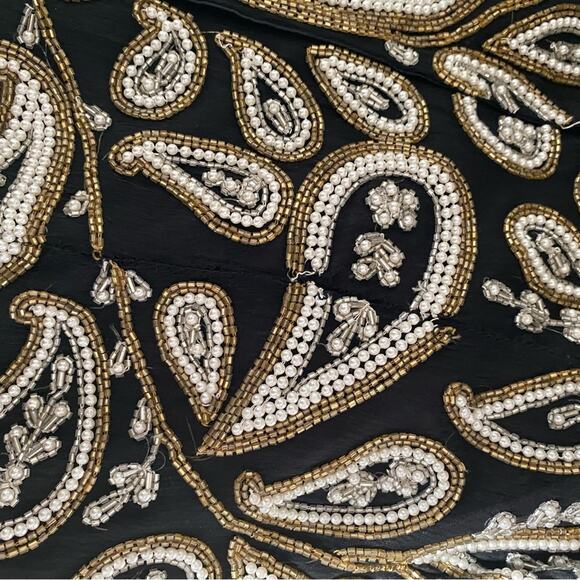 Carolyne Barton Nights Sequin Pearl Beaded Black Silk Lined Blouse size medium - Picture 11 of 13